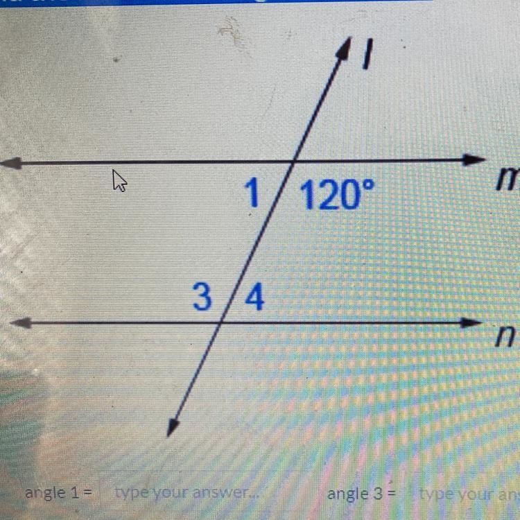 Find the measure of angle 1, 3, and 4.-example-1