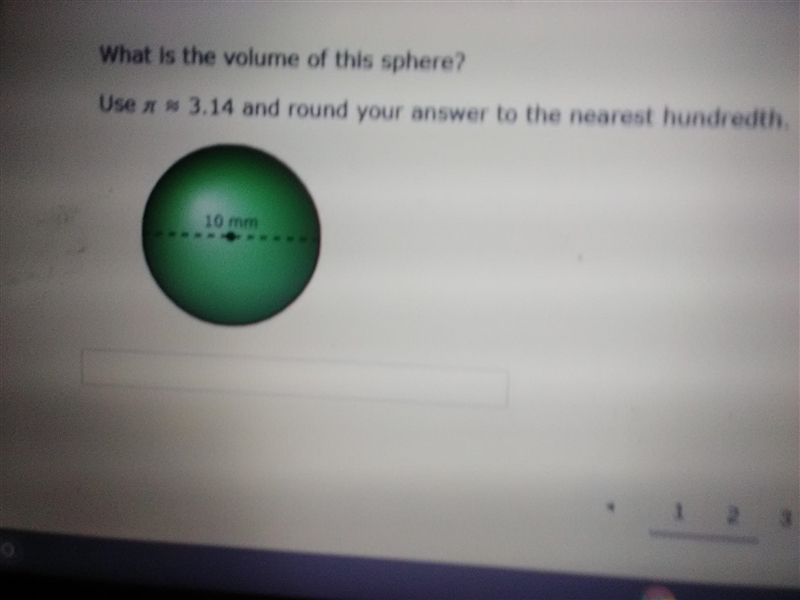 What is the volume of this sphere Use π=3.14 and round your answer to the nearest-example-1