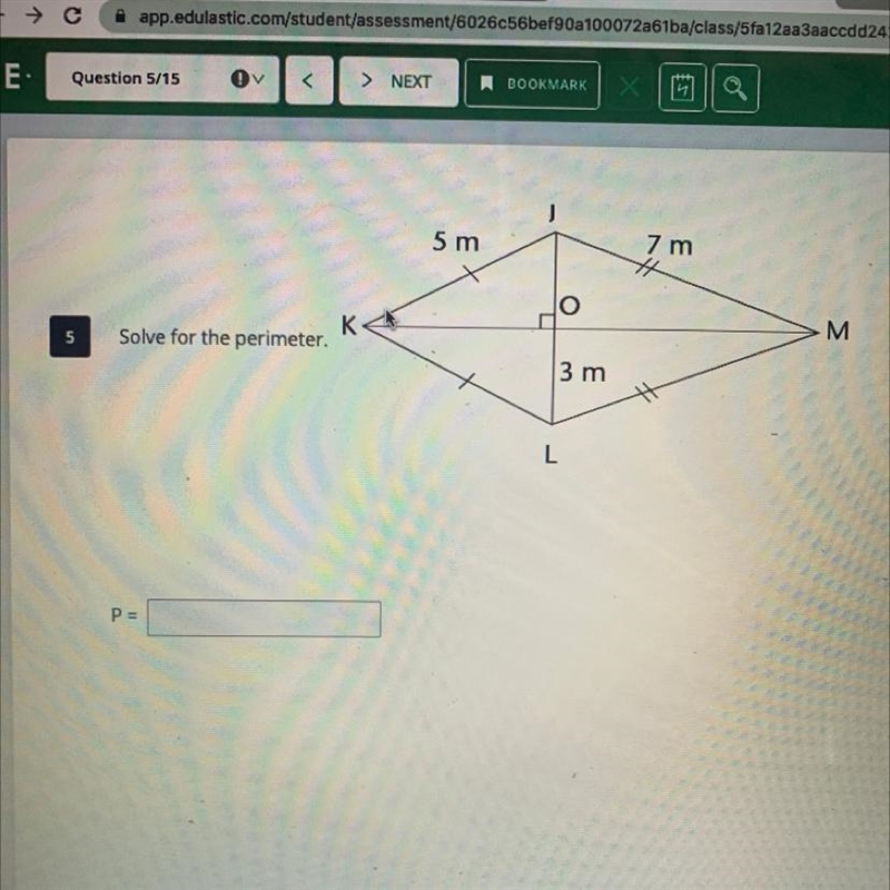 5 m m 7 깄 0 M K 5 Solve for the perimeter. 3 m P=-example-1