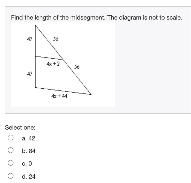 (HELP ASAP GEOMETRY) Find the length of the midsegment. The diagram is not to scale-example-1