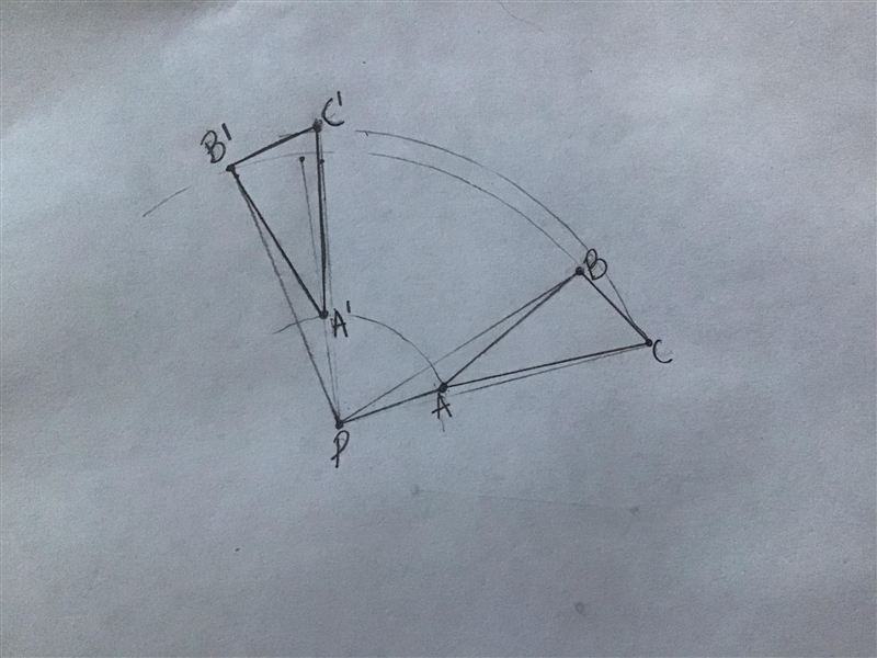 85 points! Sketch the following image on a blank piece of paper and rotate triangle-example-2