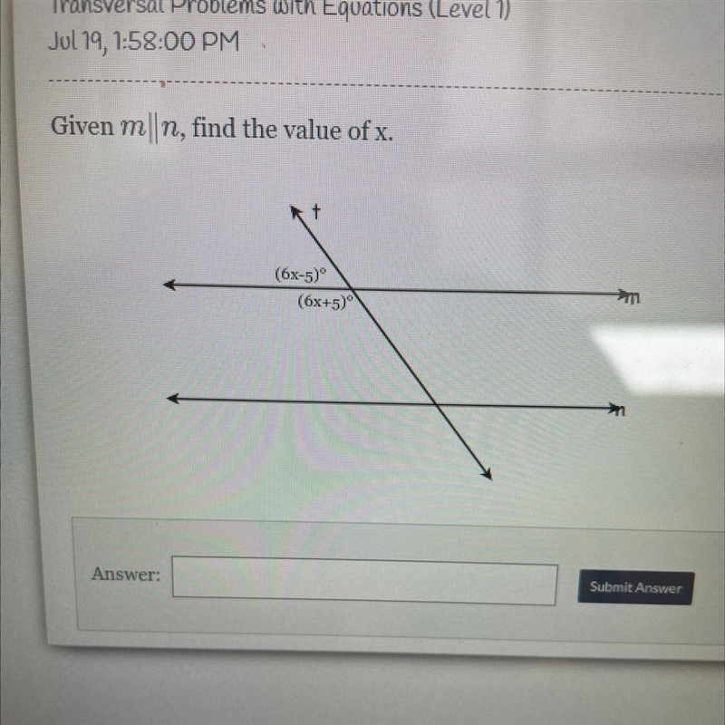 Given m|n, find the value of x. (6x-5) (6x+5) Answer: Submit Answer attempt PLSSSS-example-1