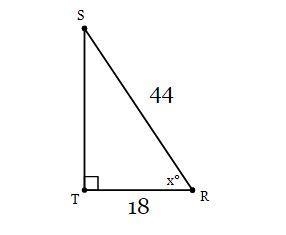 In ΔRST, the measure of ∠T=90°, TR = 18 feet, and RS = 44 feet. Find the measure of-example-1