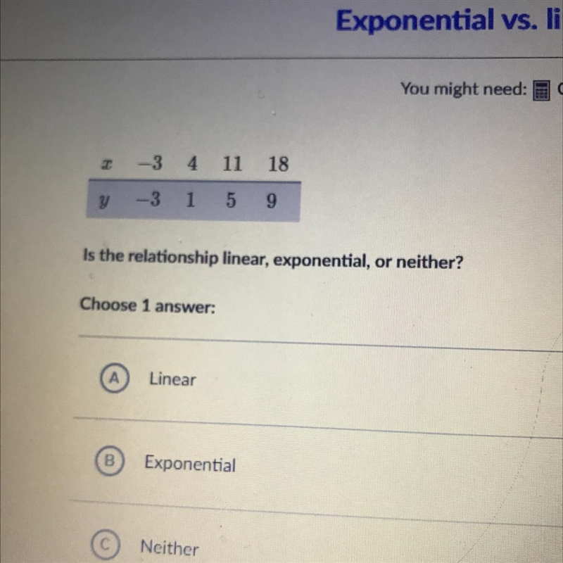 HELP help! is the relationship linear, exponential or neither-example-1