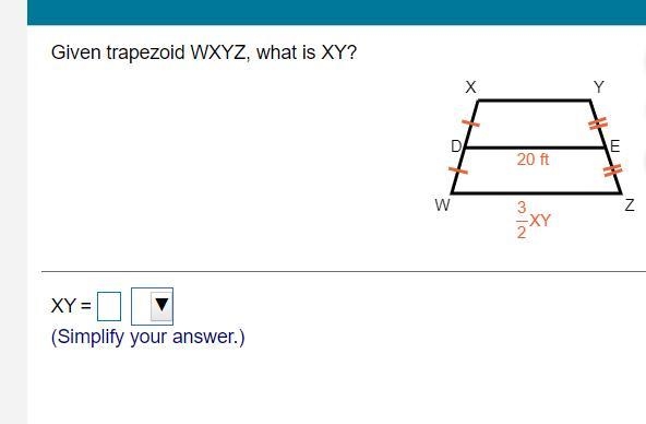 Given trapezoid​ WXYZ, what is​ XY?-example-1