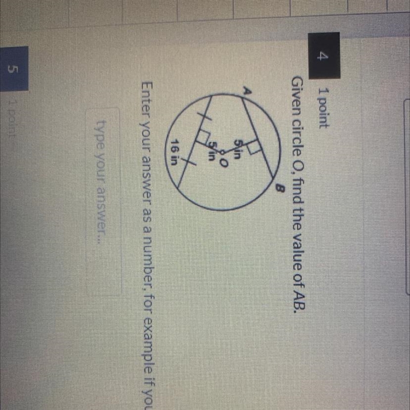 In given circle O find the value of AB-example-1