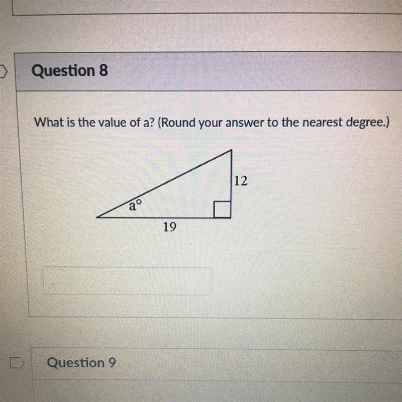 What is the value of a ? (Round your answer to the nearest degree .)-example-1