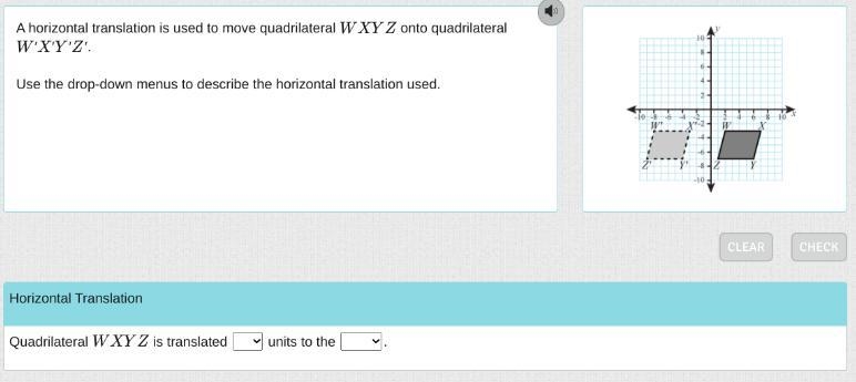 A horizontal translation is used to move quadrilateral WXYZ onto quadrilateral W′X-example-1