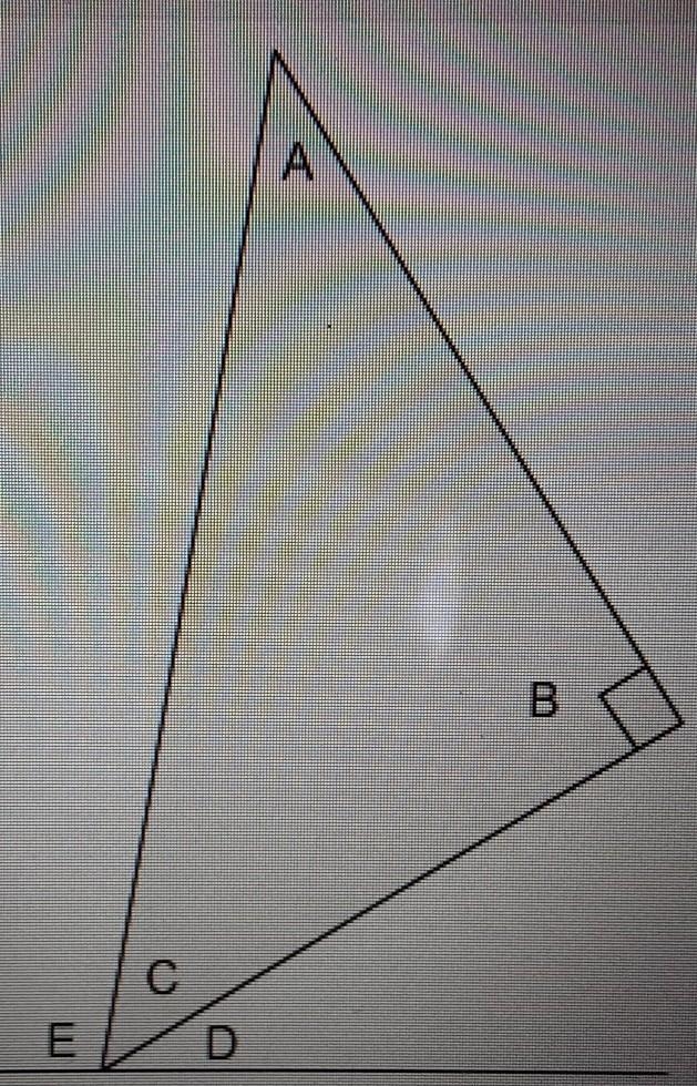 In the figure, angle A measures 41° and angle D measures 32°. What is the measurement-example-1