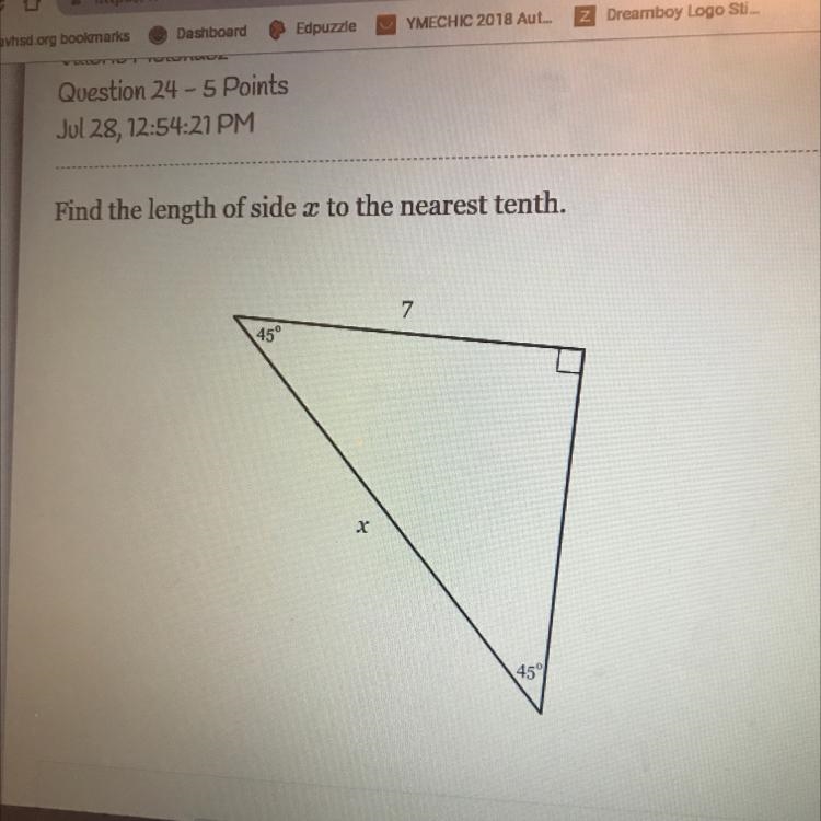 Find the length of side x to the nearest tenth-example-1