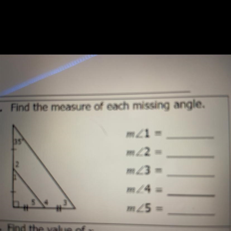 Find the measure of each missing angle-example-1