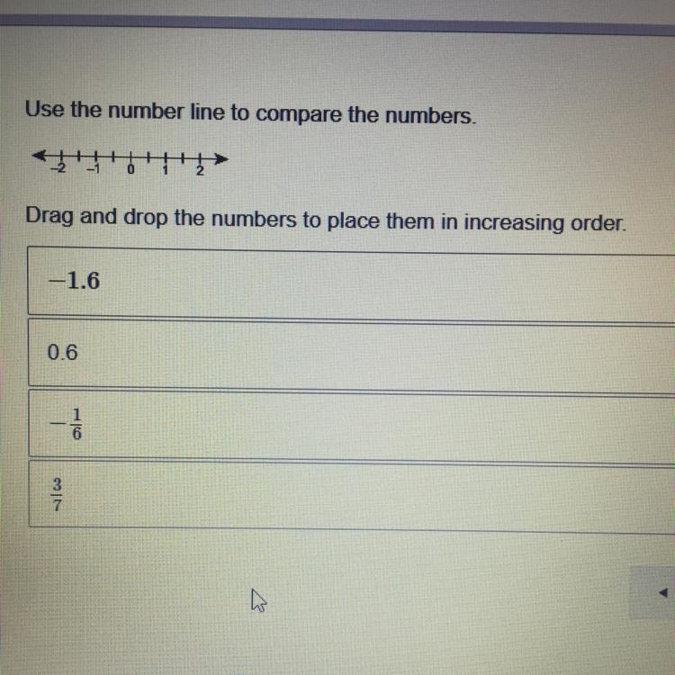 Need help fast!!! Use the number line to compare the numbers. Drag and drop the numbers-example-1