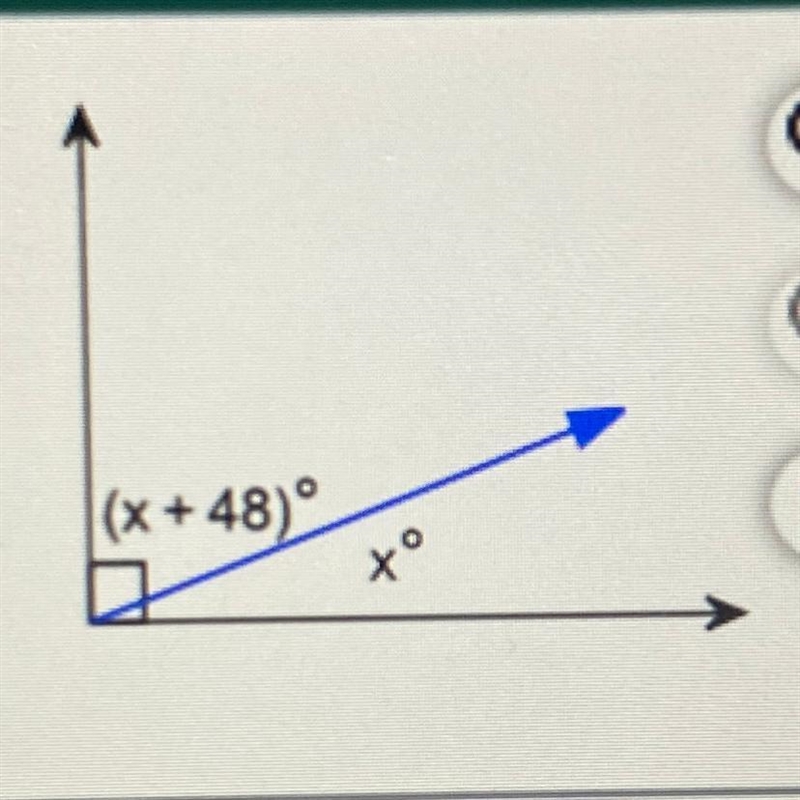 Find the value of x and then identify the measure of each of the angles.-example-1