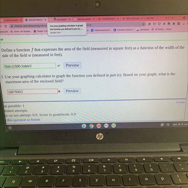 How would I do the last question if the equation of the graph has been given? Could-example-1