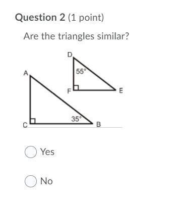 Please help! Are these triangles similar? Yes or no. Why?-example-1