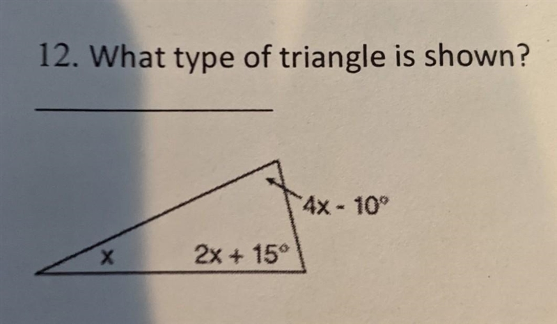 12. What type of triangle is shown? ​-example-1