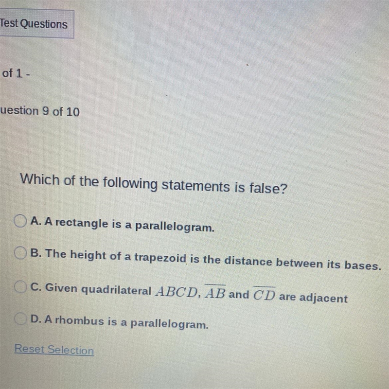 Which of the following statements is false? PLEASE HELP ASAP!-example-1