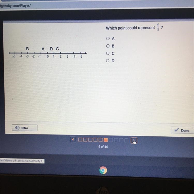 Which point could represent 5/5 .A .B .C .D-example-1