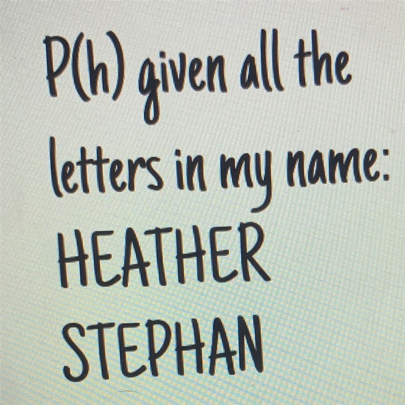 P(h) given all the letters in my name: HEATHER STEPHAN-example-1