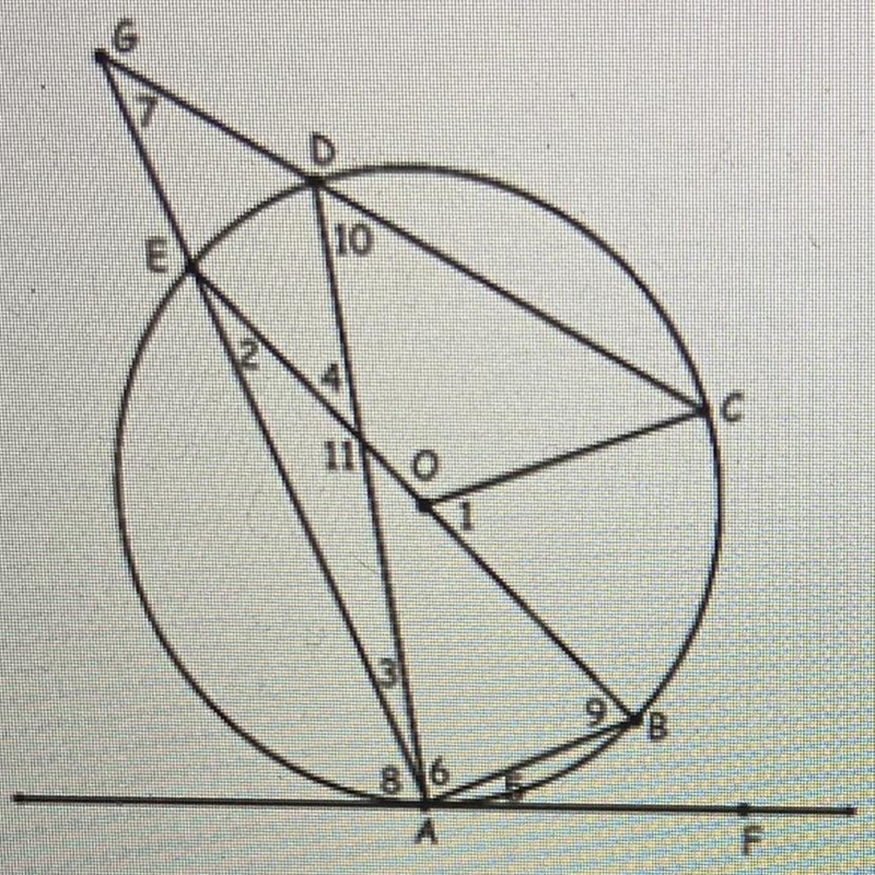 Which of the following is a diameter of Circle O? A AB B DG EB D AE-example-1