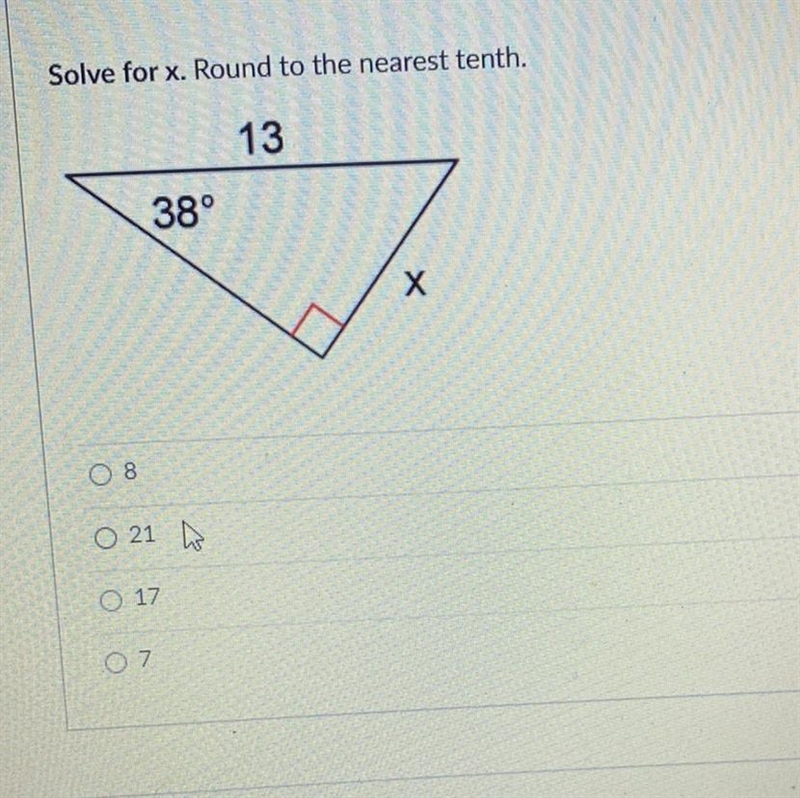 Solve for x. Round to the nearest tenth. Please help-example-1