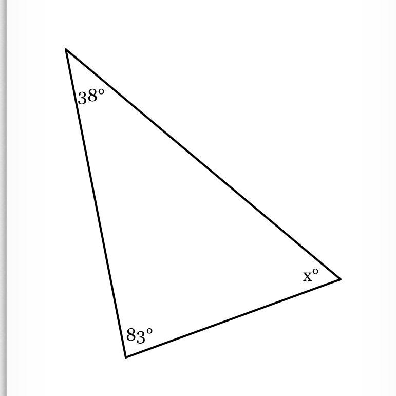 The measures of the angles of a triangle are shown in the figure below. Solve for-example-1