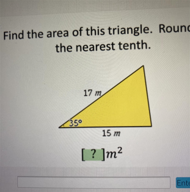 Find the area of this triangle. Round to the nearest tenth-example-1