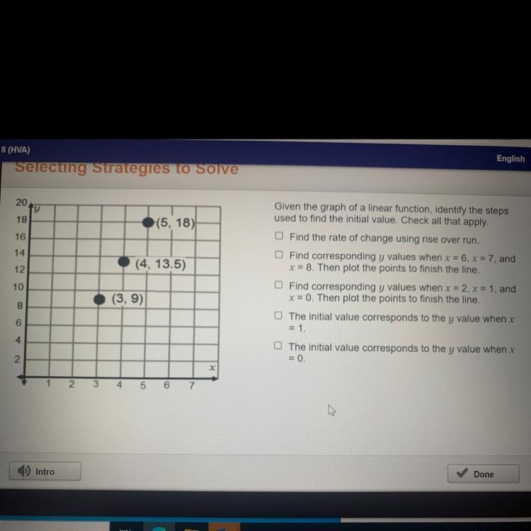 Given the graph of a linear function, identify the steps used to find the initial-example-1