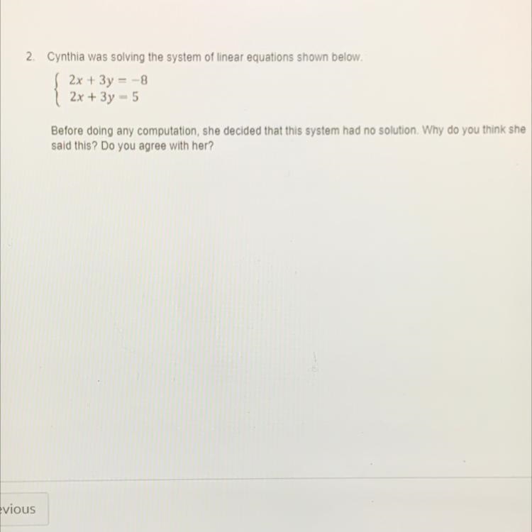 2х + Зу = -8 2х + Зу = 5 Solve and Explain how please-example-1