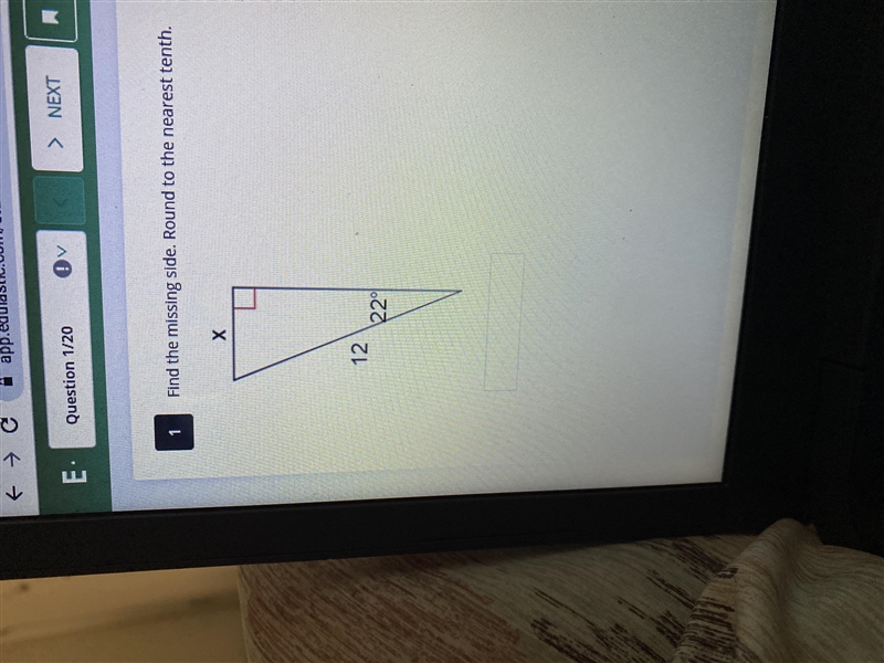 Find the missing side. Round to the nearest tenth.-example-1