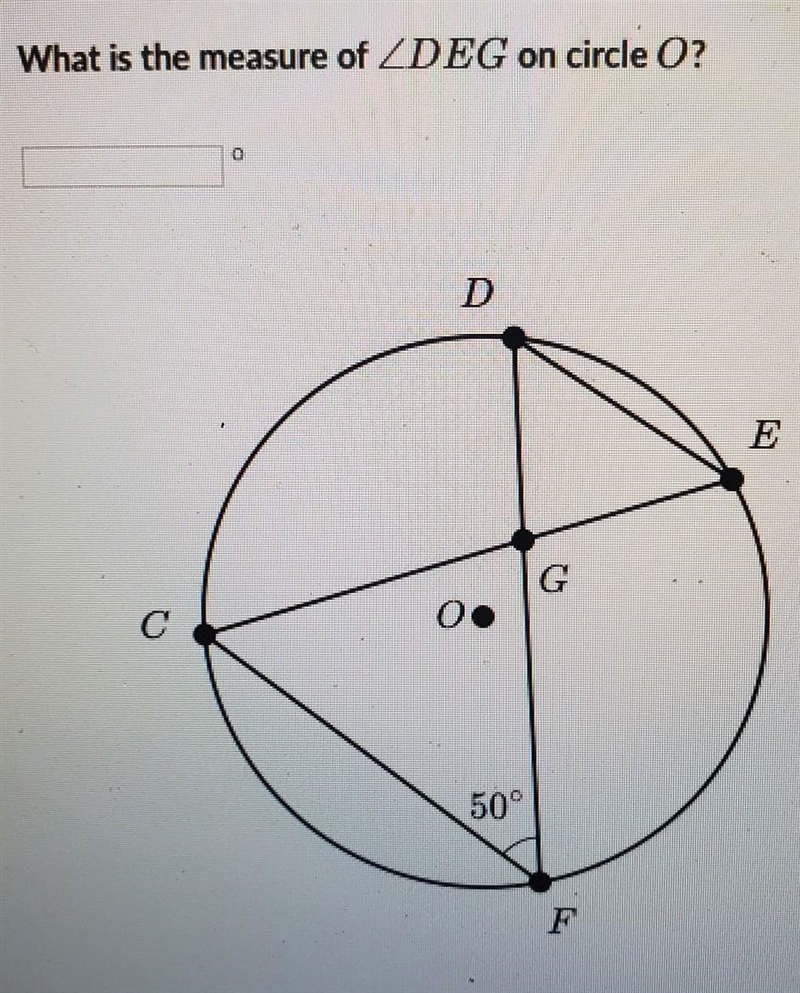 What is the measure of ZDEG on circle O?​-example-1