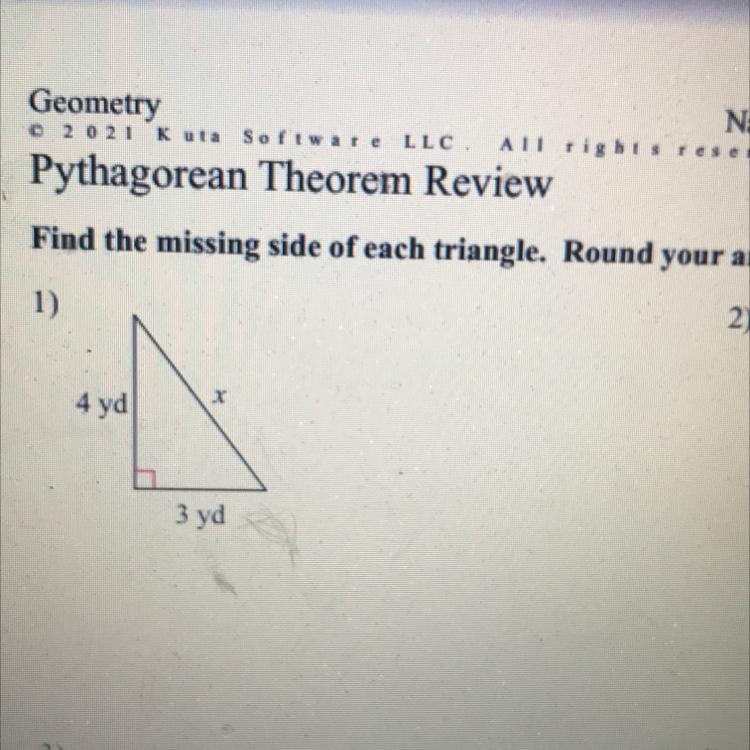 Find the missing side each triangle.round your answers to the nearest tenth if necessary-example-1