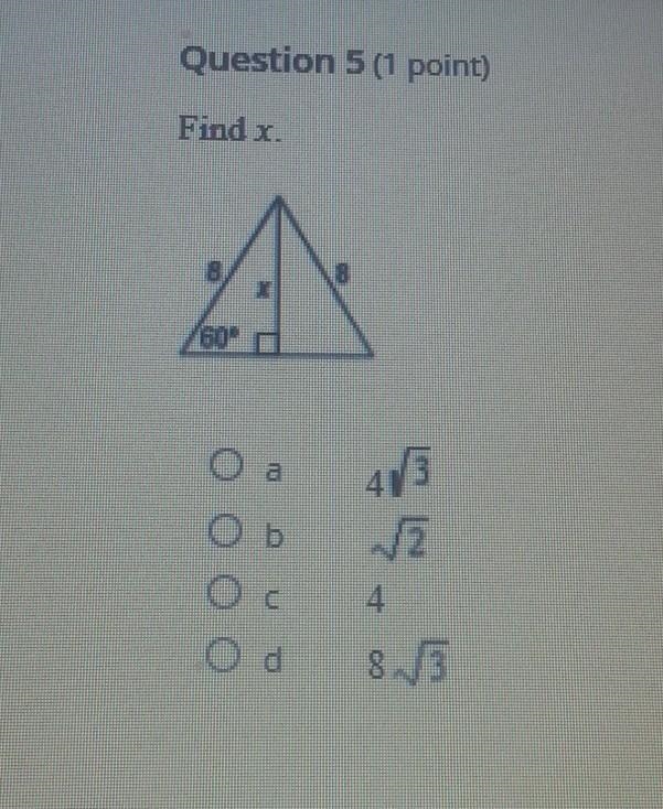 Please help meee a. square root of 4 and 3 b. square root of 2 c. 4 d. square root-example-1