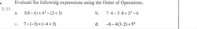 Help please! Evaluate the following expressions using the Order of Operations.-example-1