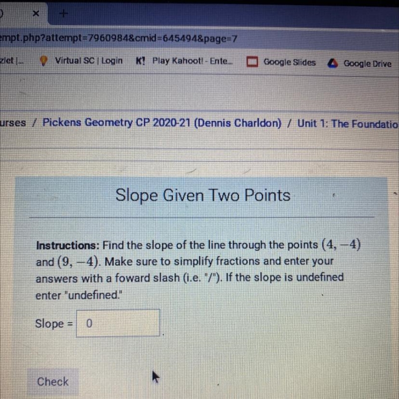 Find the slope of line through points (4,-4) and (9,-4)-example-1