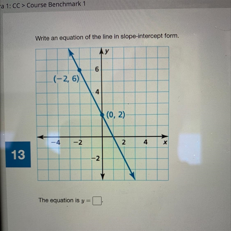 Write an equation of the line in slope intercept form-example-1