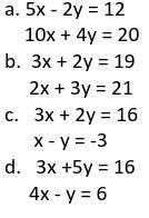 Which of the following systems of equations has a solution in which the x-value is-example-1