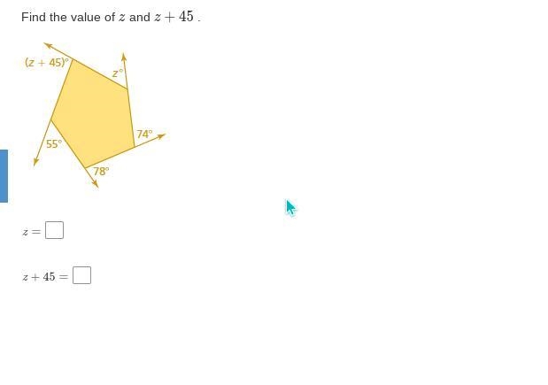 Find the value of z and z+45 .-example-1