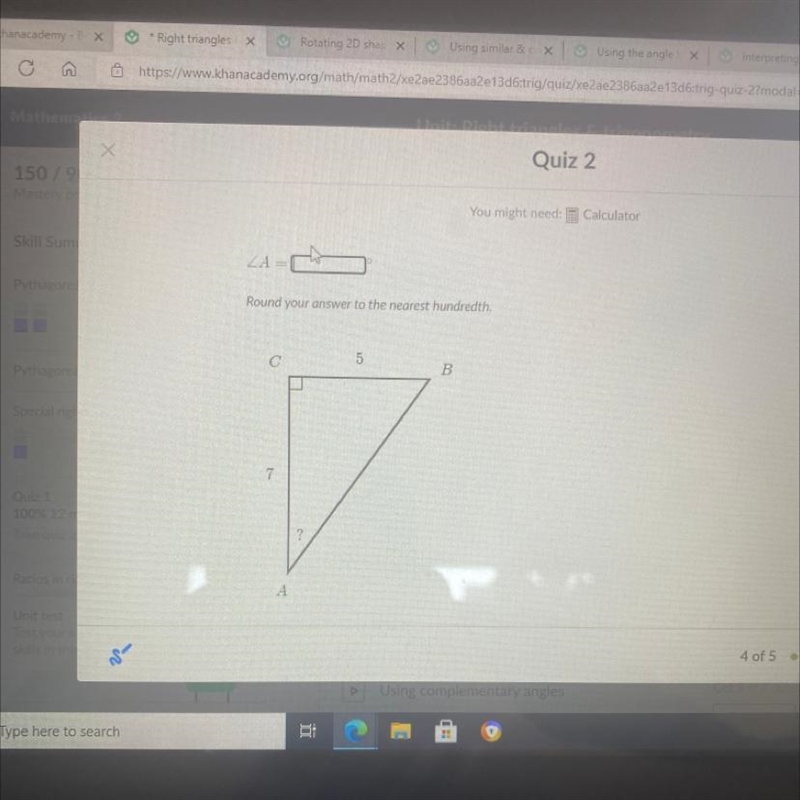 Fine the angle of the triangle using sides-example-1