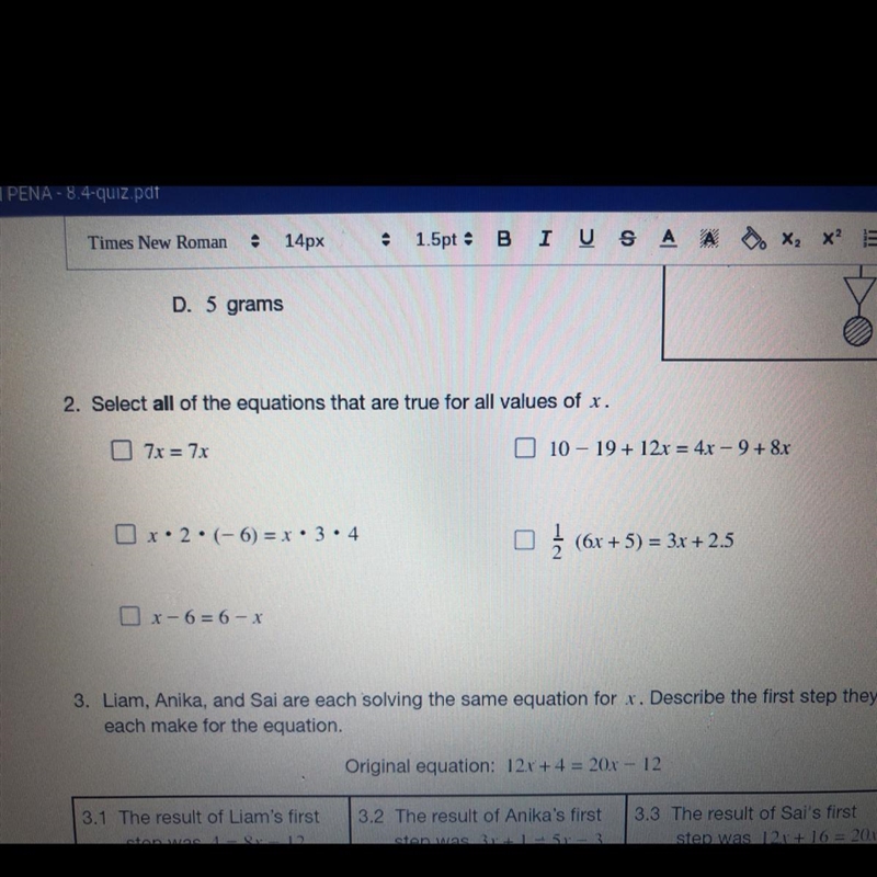 What equations are true values of x?-example-1