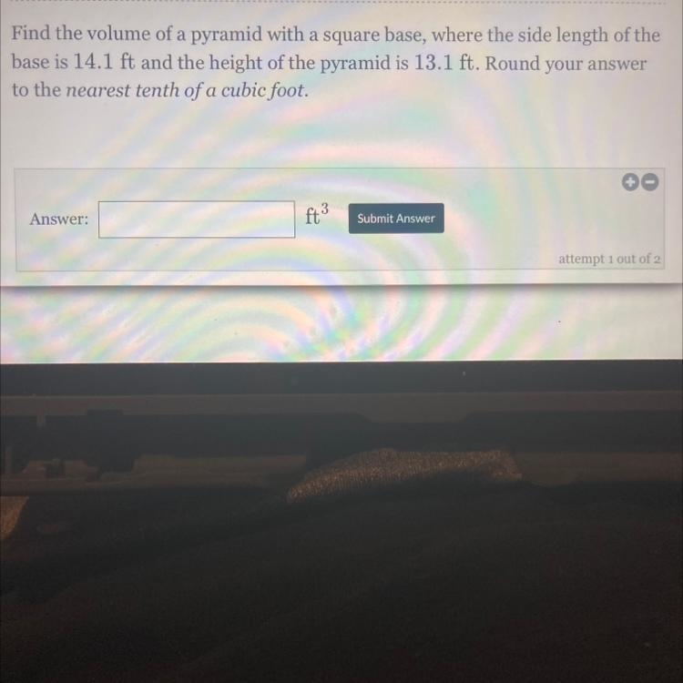 Find the volume of a pyramid with a square base, where the side length of the base-example-1