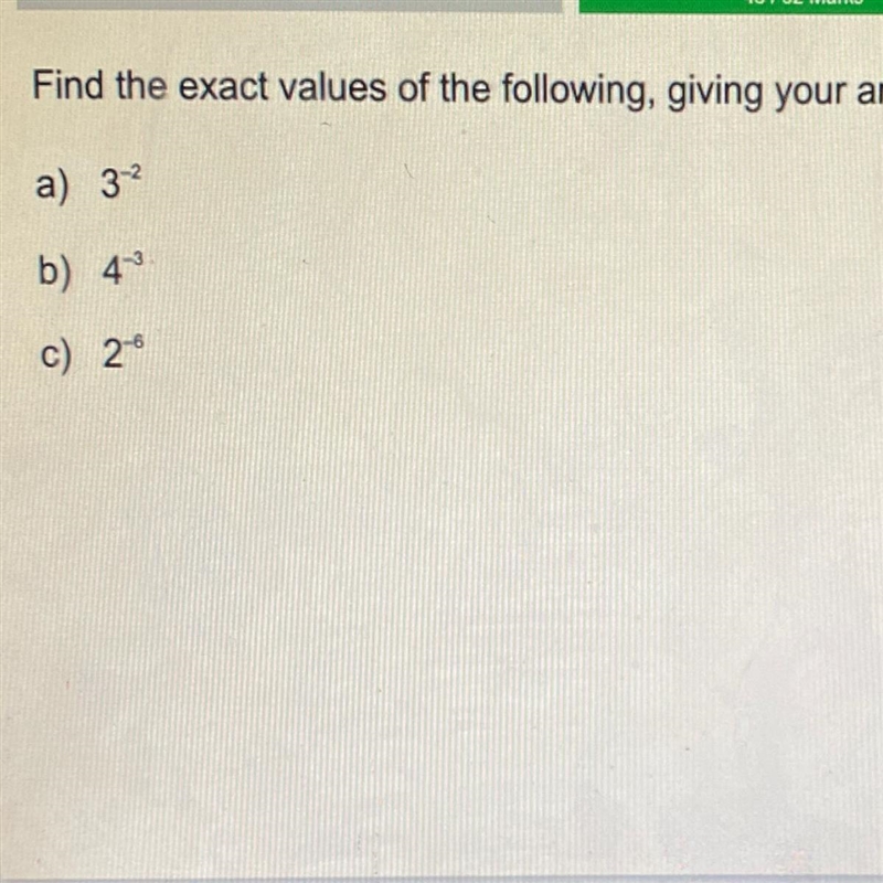 Find the exact values of the following, giving your answers as fractions-example-1