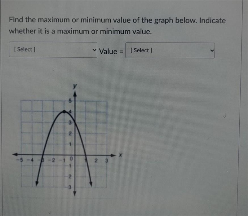 Find the maximum or minimum value of the graph below. Indicate whether it is a maximum-example-1