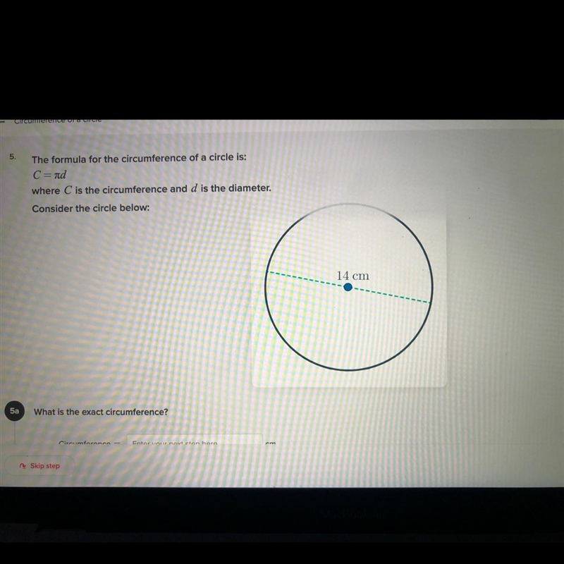 How do you work out the circumference of this circle step by step?-example-1