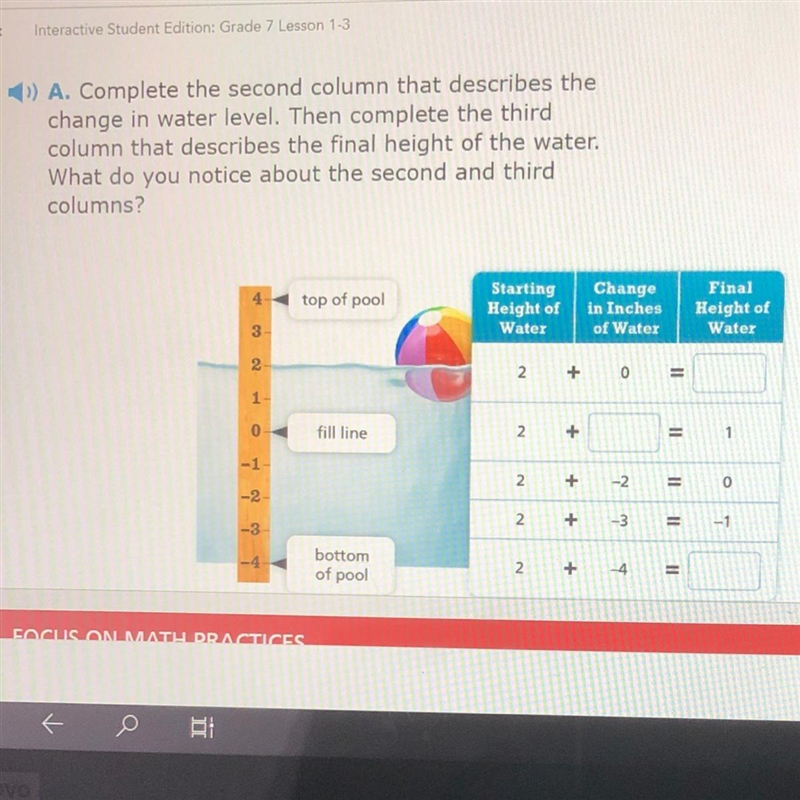 » A. Complete the second column that describes the change in water level. Then complete-example-1