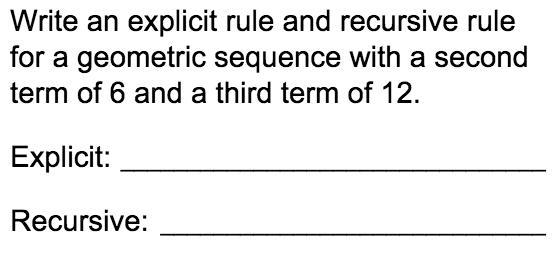 (look at screenshot) Write an explicit rule and recursive rule for a geometric sequence-example-1