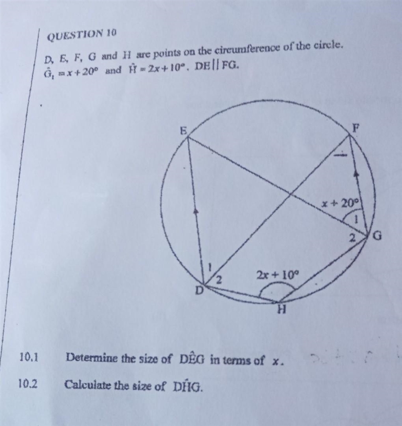 Help guys D, E, F, G and H are points on the circumference of the circle G1=x+20 and-example-1