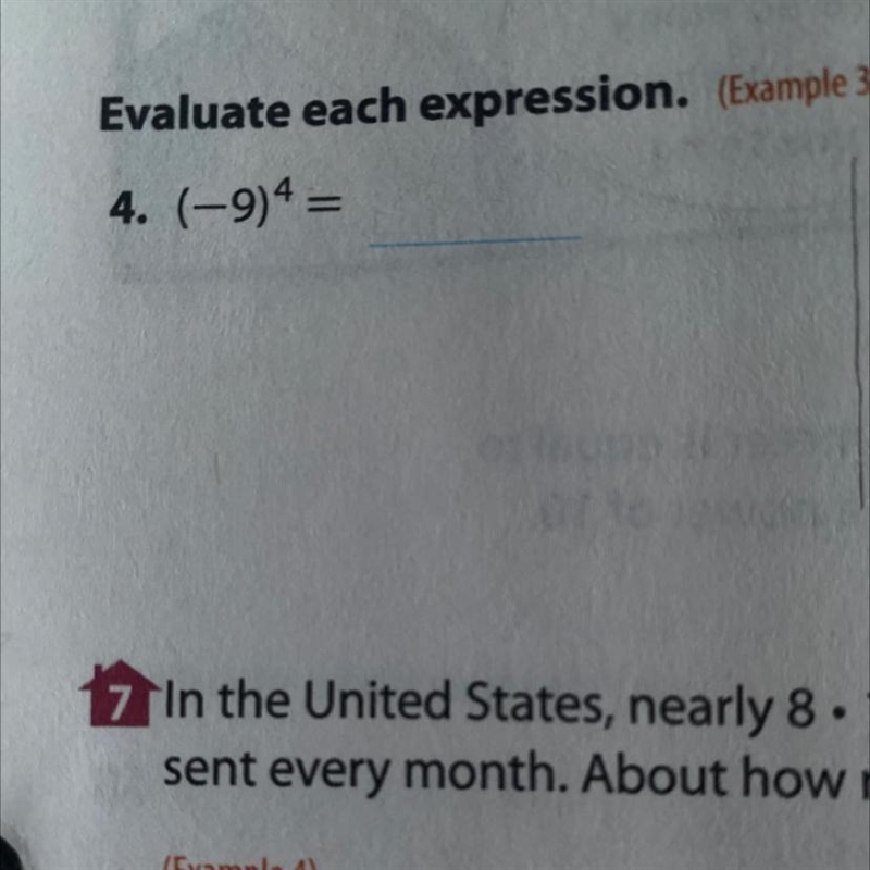 Evaluate each expression.(-9)4=-example-1