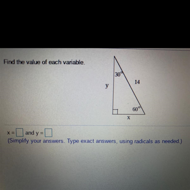 Find the value of each variable X= Y=-example-1