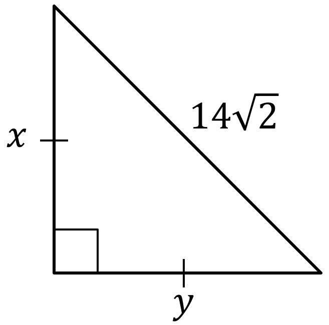 Consider the figure below. What are the values of x and y?-example-1